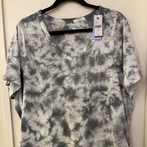 Lane Bryant Ruched Side Tee grey and white tie die